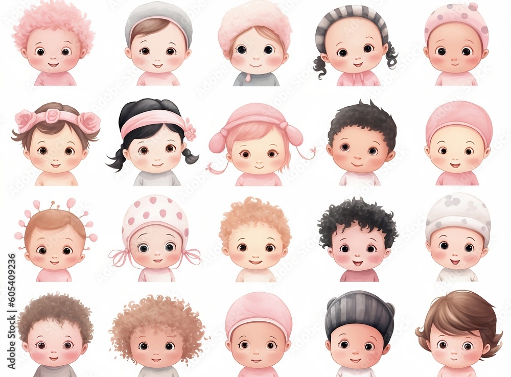 cute and minimal clip art illustrator baby , little boy , little girl in pink pastel color on plain background with high resolution. cute and minimal clip art illustrator baby , little boy , little girl in pink pastel color on plain background with high resolution.