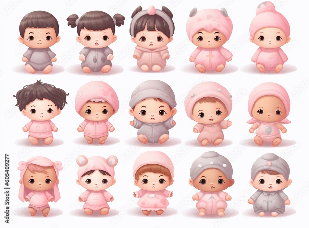 cute and minimal clip art illustrator baby , little boy , little girl in pink pastel color on plain background with high resolution. cute and minimal clip art illustrator baby , little boy , little girl in pink pastel color on plain background with high resolution.