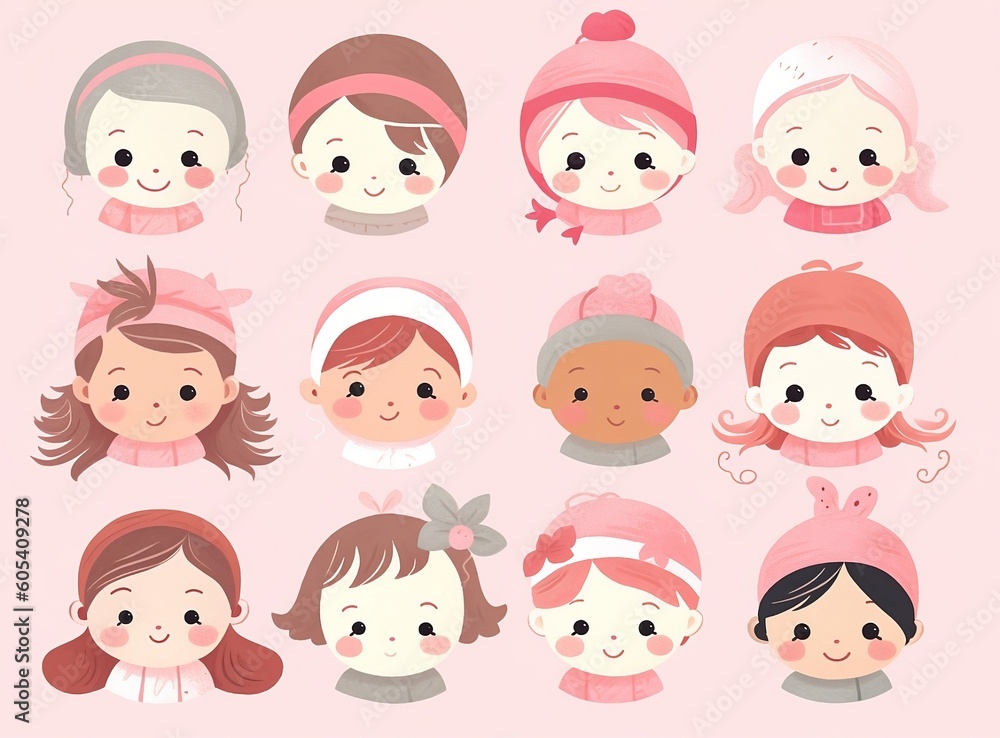 cute and minimal clip art illustrator baby , little boy , little girl in pink pastel color on plain background with high resolution. cute and minimal clip art illustrator baby , little boy , little girl in pink pastel color on plain background with high resolution.