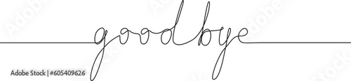 single line drawing of words GOOD BYE, handwriting line art vector illustration