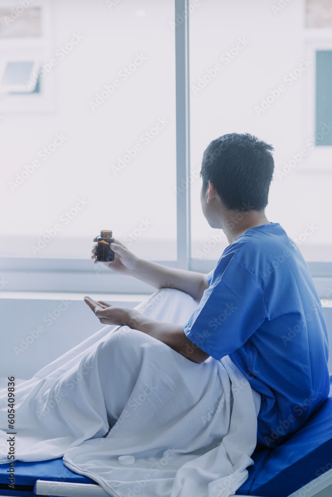 Caucasian doctor, nurse or scientist diagnosis patient symptom on bed for analysis the drug, medicine, vaccination and preparing for injection to patient in hospital. Covid19 medicine and drug concept Caucasian doctor, nurse or scientist diagnosis patient symptom on bed for analysis the drug, medicine, vaccination and preparing for injection to patient in hospital. Covid19 medicine and drug concept