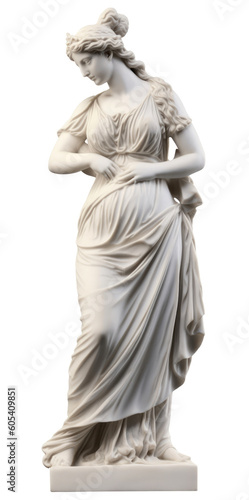 Greek marble goddess statue isolated on a white background, AI generated
