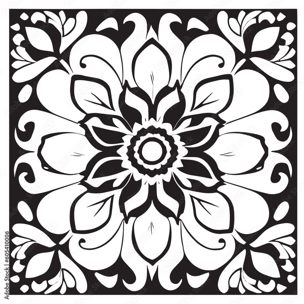 flower design black and white
