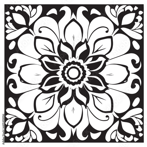 flower design black and white 