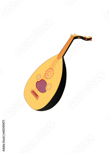 musical instrument applied art of middle asia with ornamental pattern 