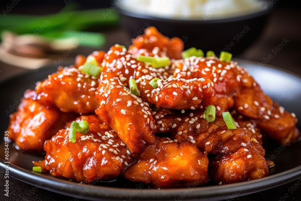 Dakgangjeong sweet crispy Dakgangjeong is a deep-fried crispy chicken dish glaze Food photography Dakgangjeong sweet crispy Dakgangjeong is a deep-fried crispy chicken dish glaze Food photography