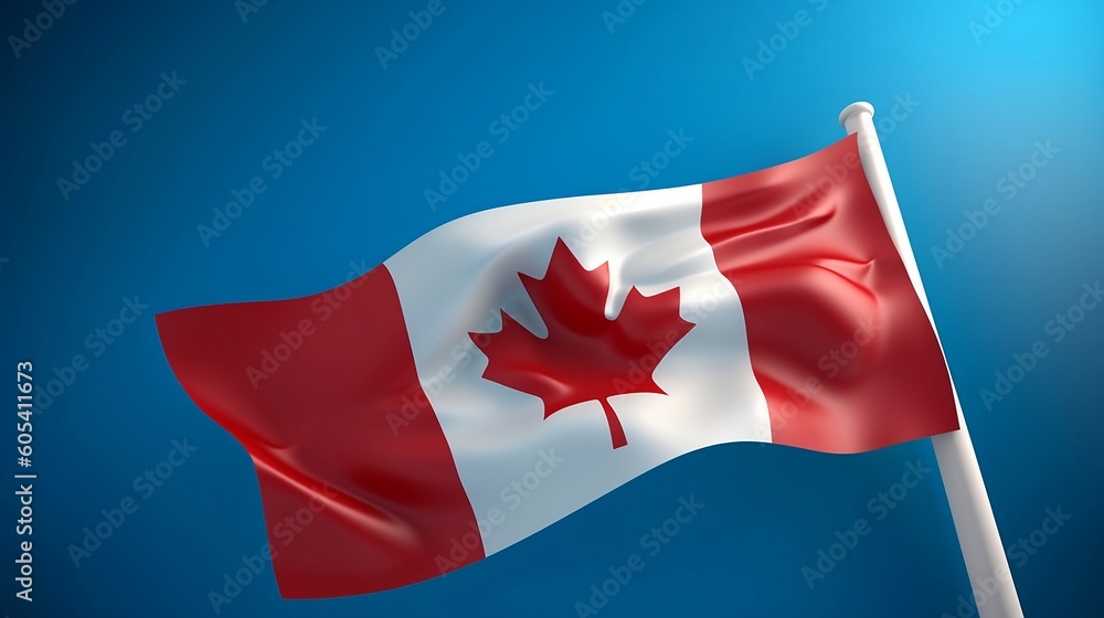 Canada day banner, Happy Canada day. Canada flag on a blue background. Canadian flag waving. Generative ai Canada day banner, Happy Canada day. Canada flag on a blue background. Canadian flag waving. Generative ai