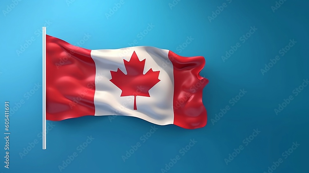 Happy canada day. canada day banner. canada flag on a blue background with copy space. Canadian flag waving. Generative ai Happy canada day. canada day banner. canada flag on a blue background with copy space. Canadian flag waving. Generative ai