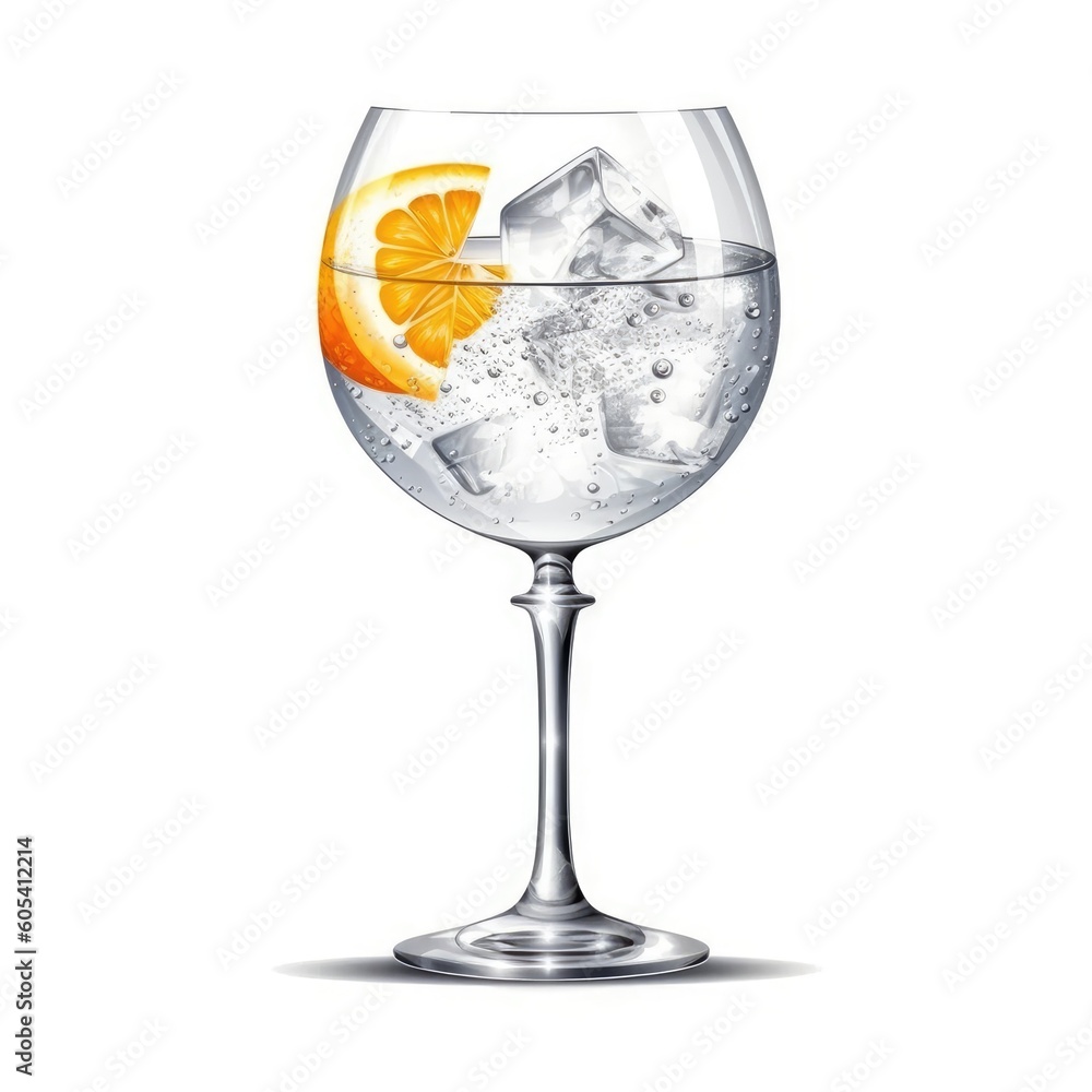 Vodka Tonic Cocktail isolated on white as illustration (generative AI) Vodka Tonic Cocktail isolated on white as illustration (generative AI)