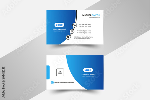 Double-sided modern creative business car.
Modern simple business card print template.
Creative and clean business card.Abstract blue business card design.Vector illustration
