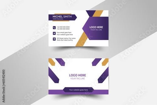 business card template. Visiting card for business and personal use with company logo. Creative and clean business card. Vector illustration.
