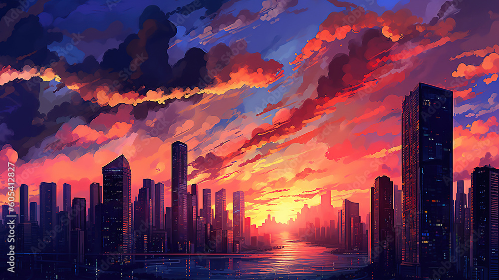 Fototapeta premium Downtown los angeles skyline at night, california. Generative ai