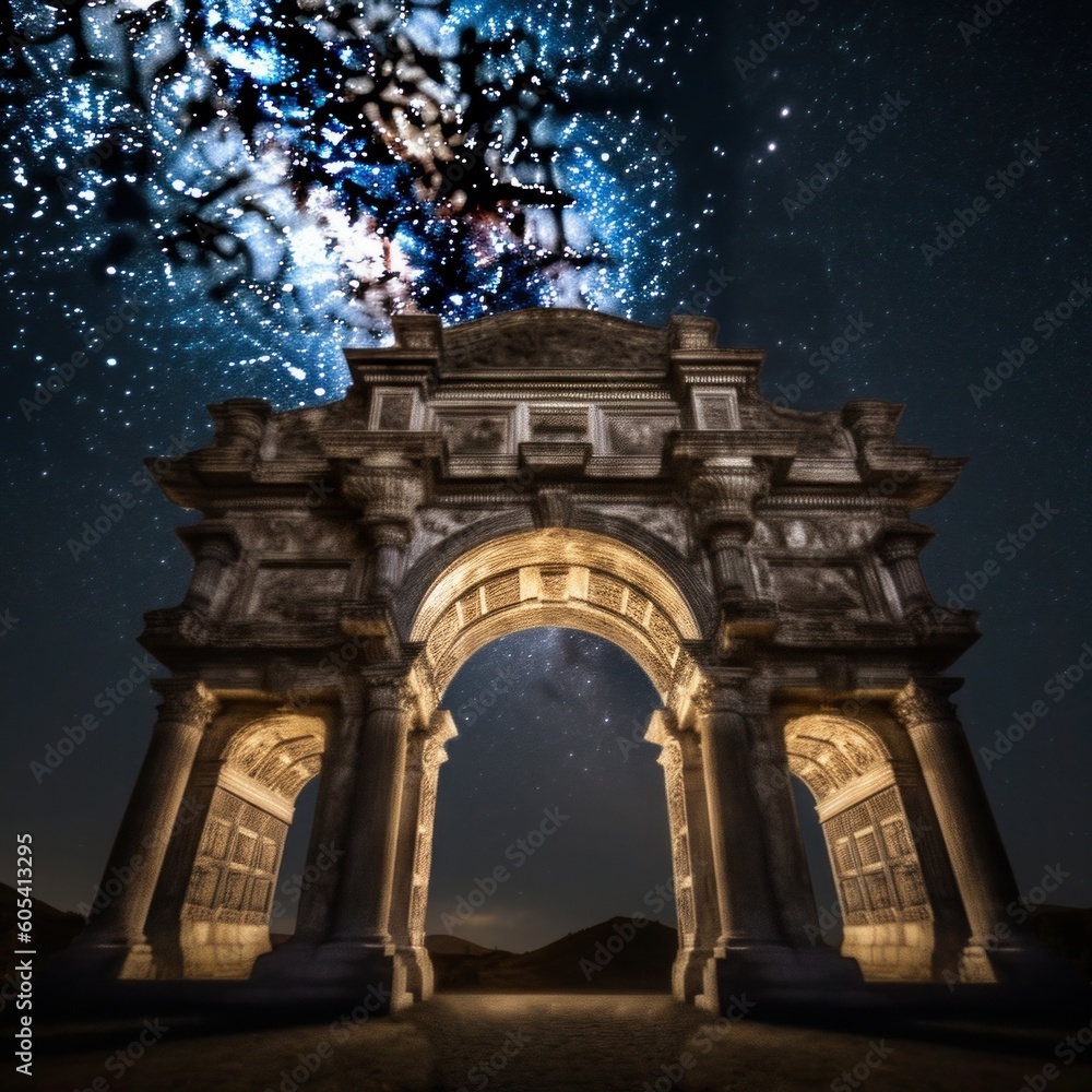 Intricate Arch - Awe-inspiring Celestial Background created with Generative AI technology