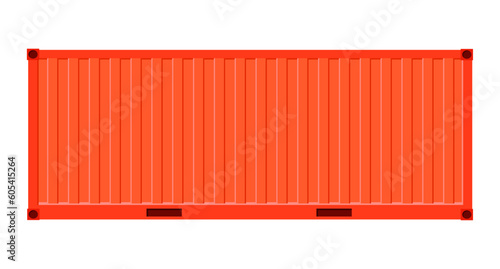 Orange container for cargo transportation on a white background. Shipping container. Metal container.	
