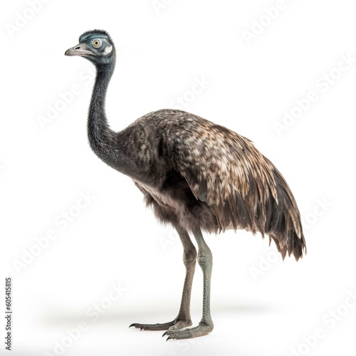 Emu isolated on white background, generate ai