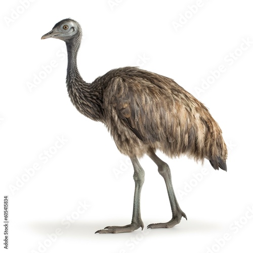 Emu isolated on white background, generate ai