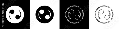 Set Cancer zodiac sign icon isolated on black and white background. Astrological horoscope collection. Vector