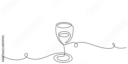 Wine glass line art style vector illustration