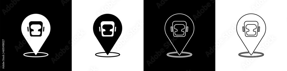 Set Boxing helmet icon isolated on black and white background. Vector Set Boxing helmet icon isolated on black and white background. Vector