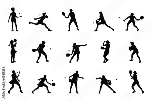 Female pickleball player silhouette
