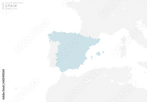スペインを中心とした青のドットマップ
