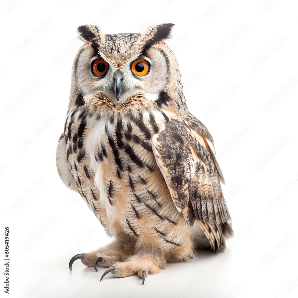 Naklejka premium Owl isolated on white background, generate ai