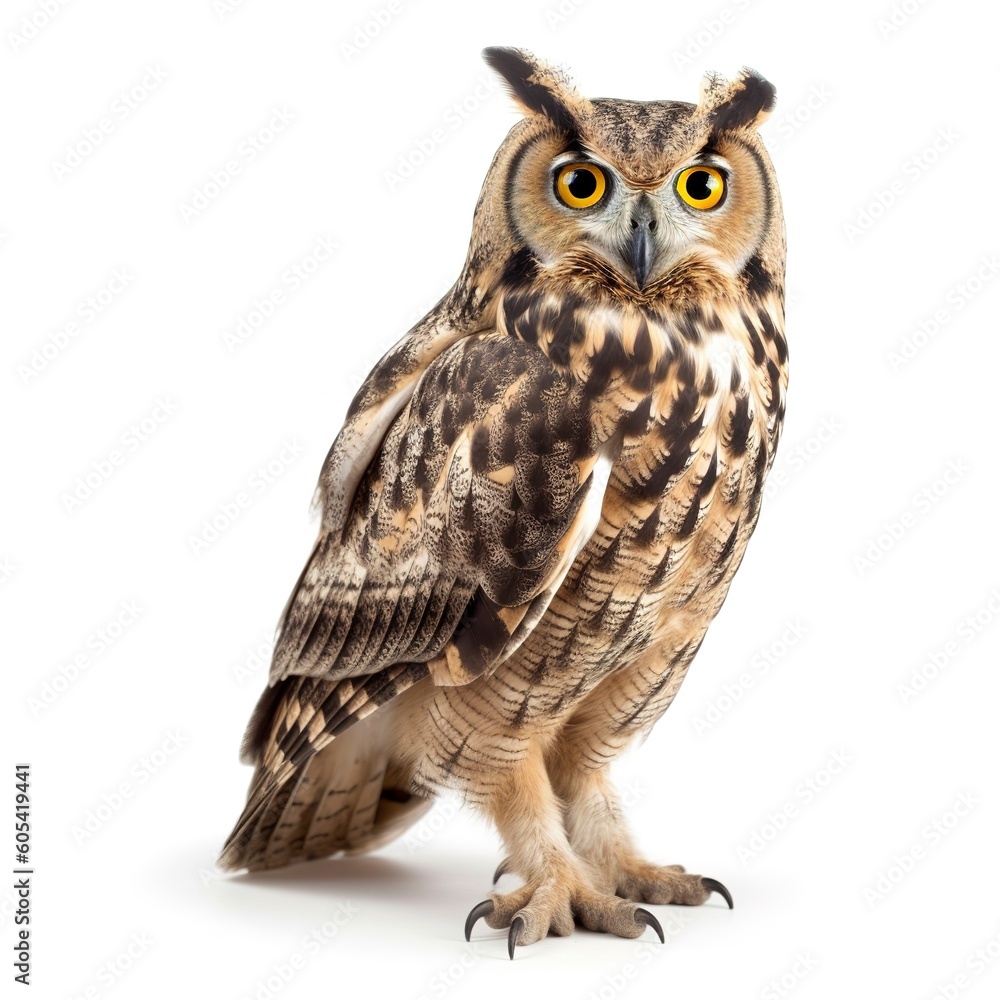 Naklejka premium Owl isolated on white background, generate ai