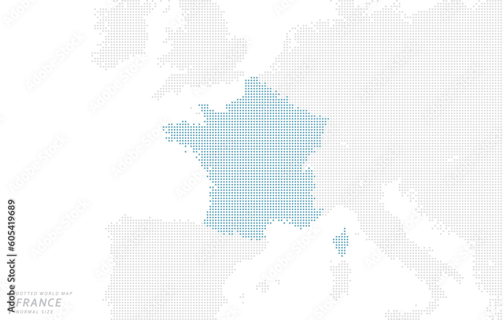 フランスを中心とした青のドットマップ。　中サイズ