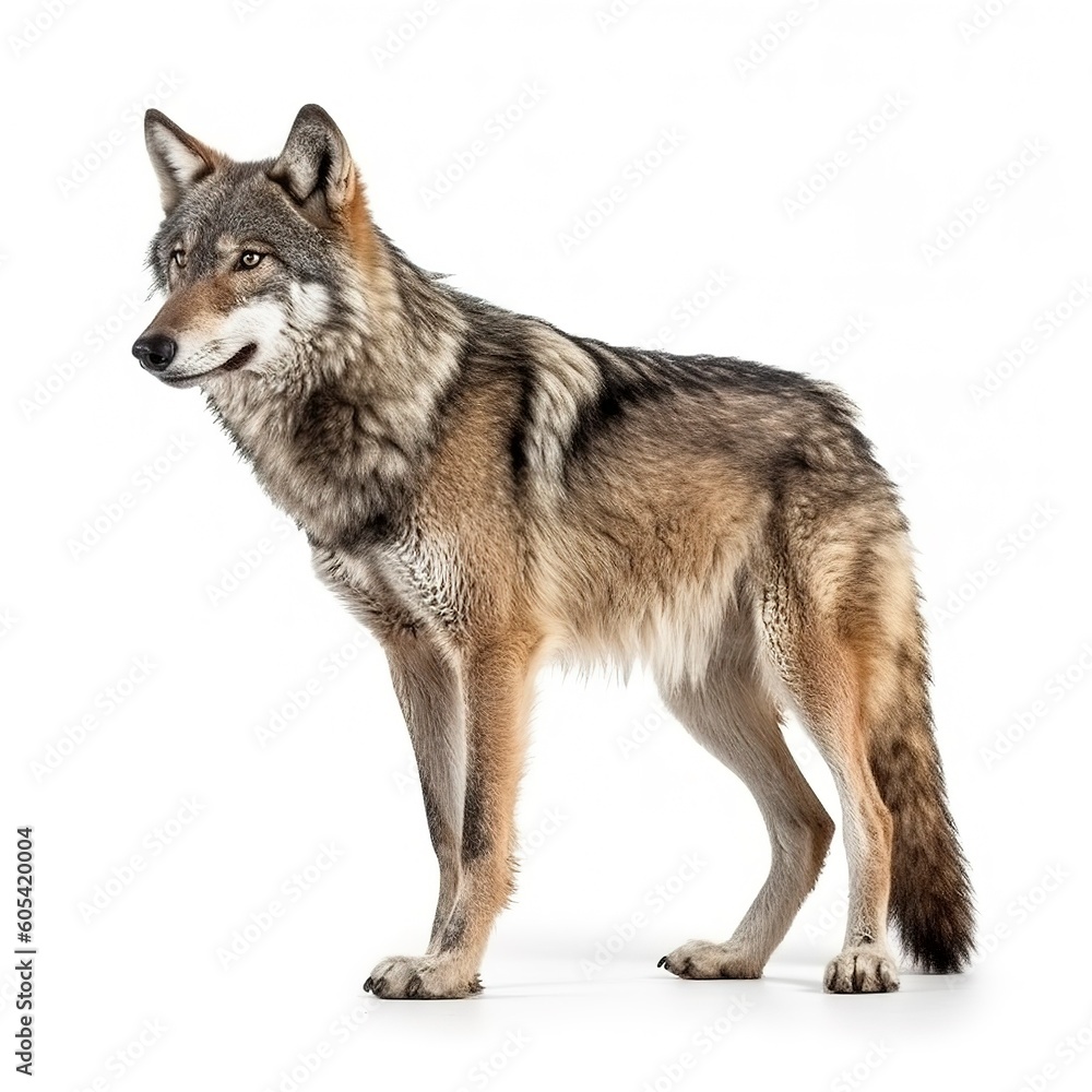 Fototapeta premium Wolf isolated on white background, generate ai