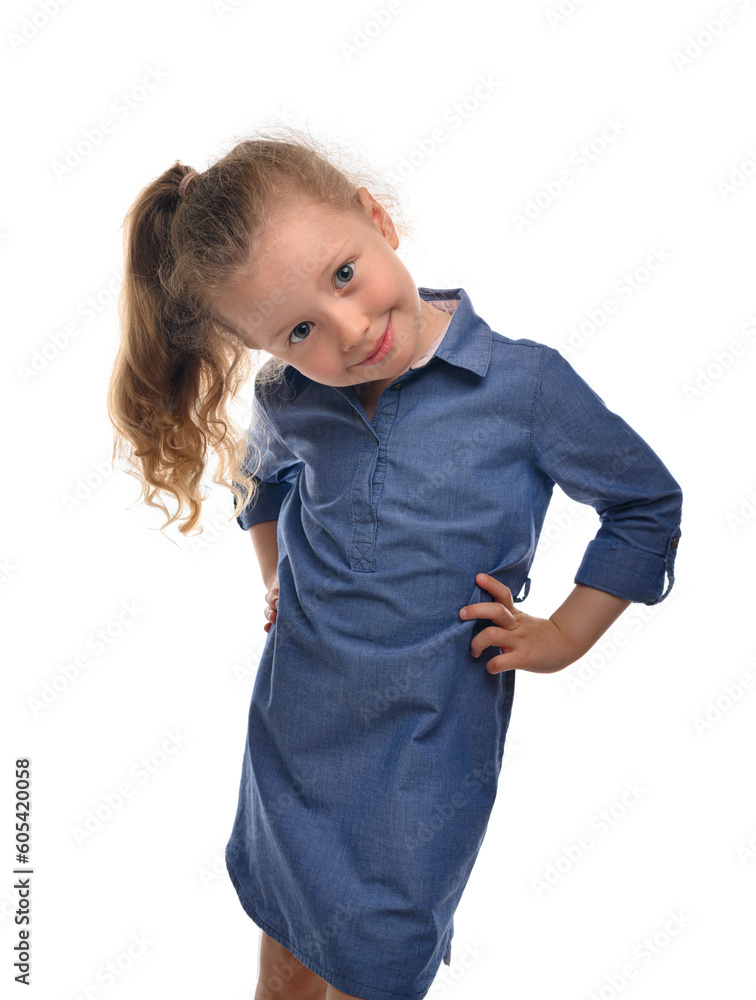 Joyful little girl on a white background. Joyful little girl on a white background.