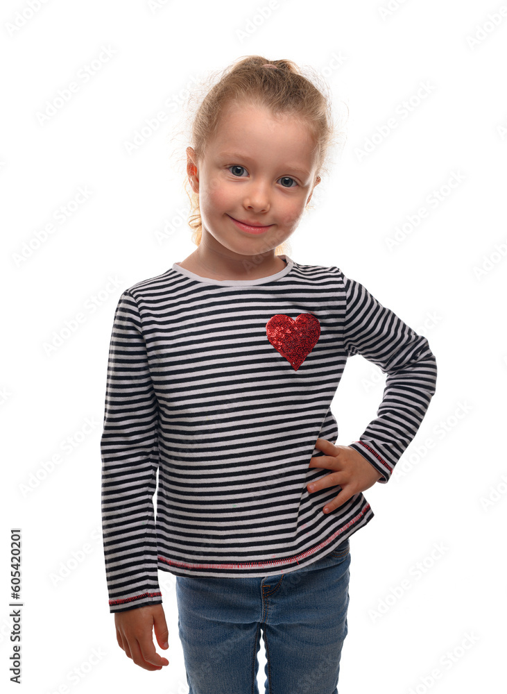 Joyful little girl on a white background. Joyful little girl on a white background.