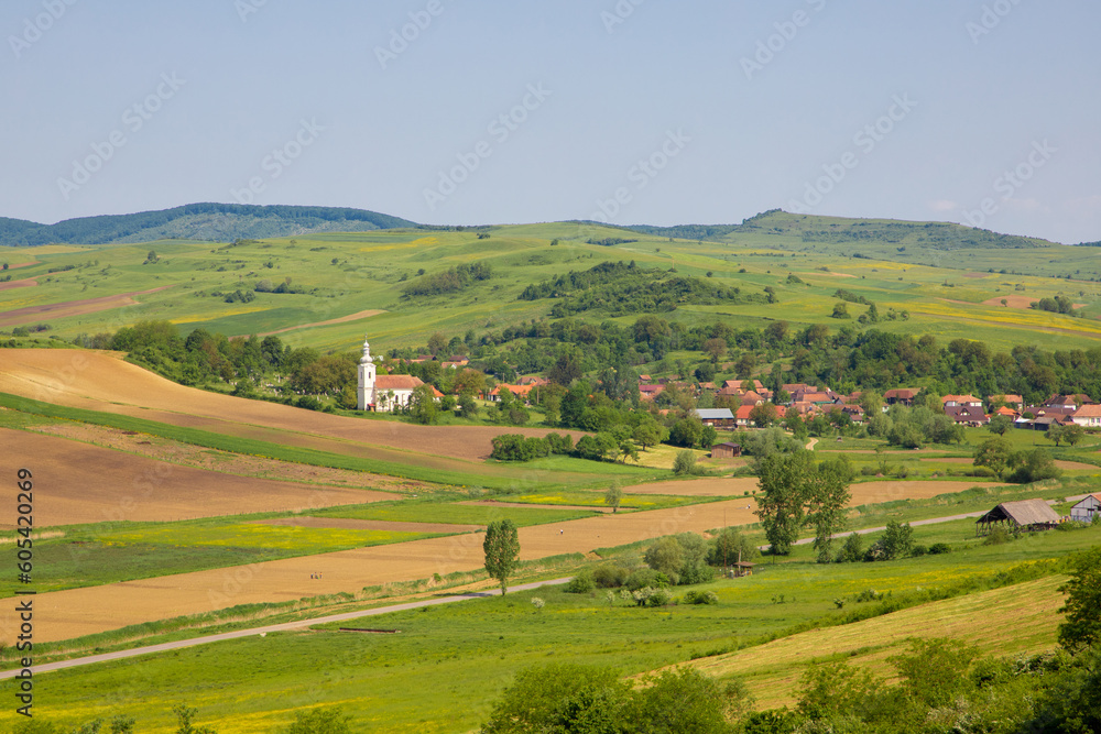 Landscape with a small village from Transylvania - Romania