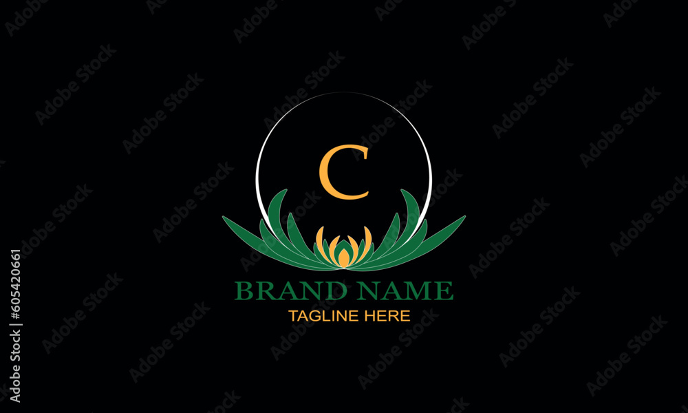 Floral logo design with elegant letter C. Monogram elements for women's beauty salon, massage, cosmetics or spa brand, business. Floral logo design with elegant letter C. Monogram elements for women's beauty salon, massage, cosmetics or spa brand, business.