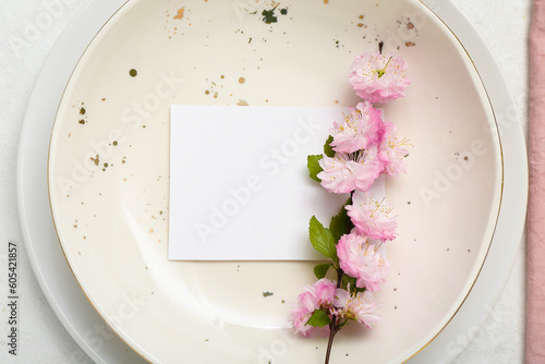Blooming tree branch with p...