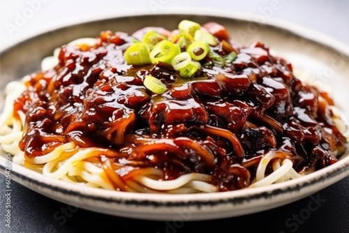 Jajangmyeon or jjajangmyeon is a Korean-style Chinese Food photography photo