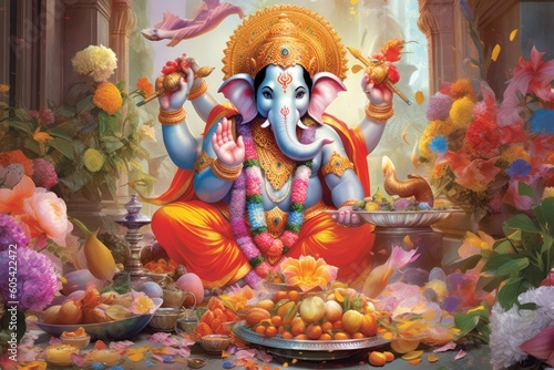 Divine Splendor: Captivating Image of Lord Ganesha, generative AI