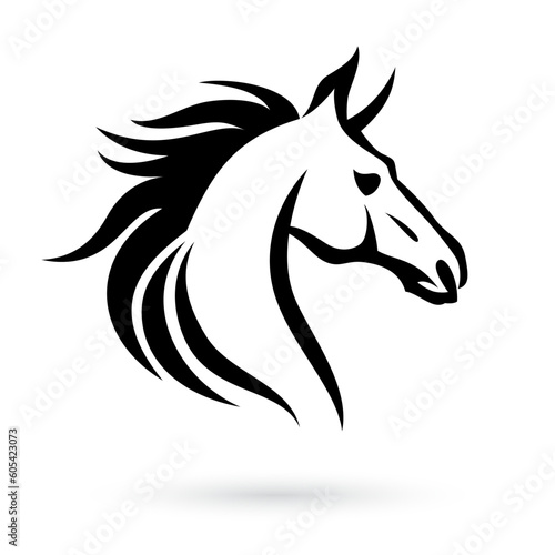 Creative black and white horse head emblem logo template for use in branding and marketing campaigns