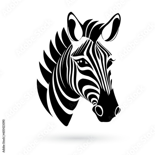 Stylized black and white zebra head logo template on a white background