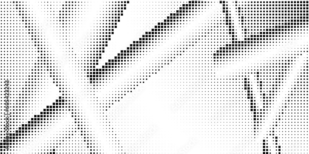 Fototapeta premium Halftone monochrome pattern with squares. Shades of grey. Minimalism, vector. Black and grey dots on white background. Background for posters, websites, business cards, postcards.