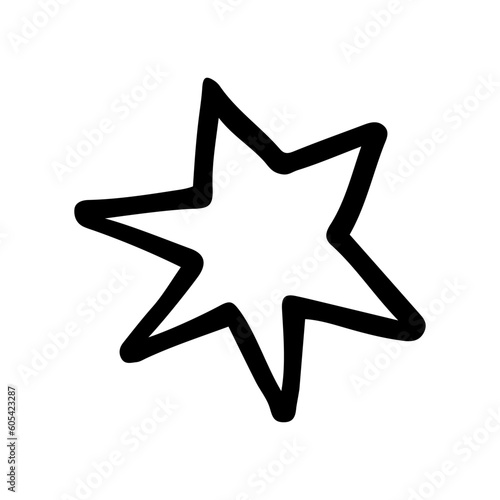 Hand drawn line art of hexagonal star in doodle style