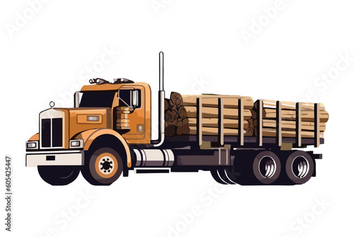 Heavy carrying trunks wooden on truck