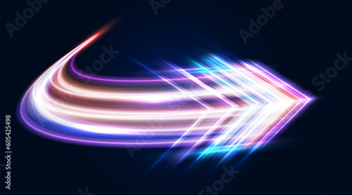 Modern abstract high-speed arrows light effect movement. Technology futuristic dynamic motion. Movement pattern for banner or poster design. Vector EPS10.
