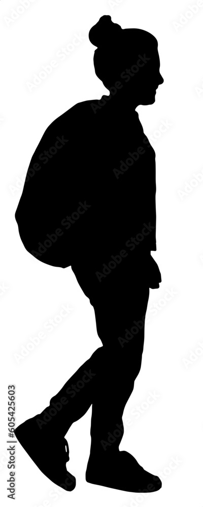 silhouette of a child boy with a dog going to the school vector