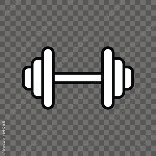 Barbell icon on transparent background for gym. Vector