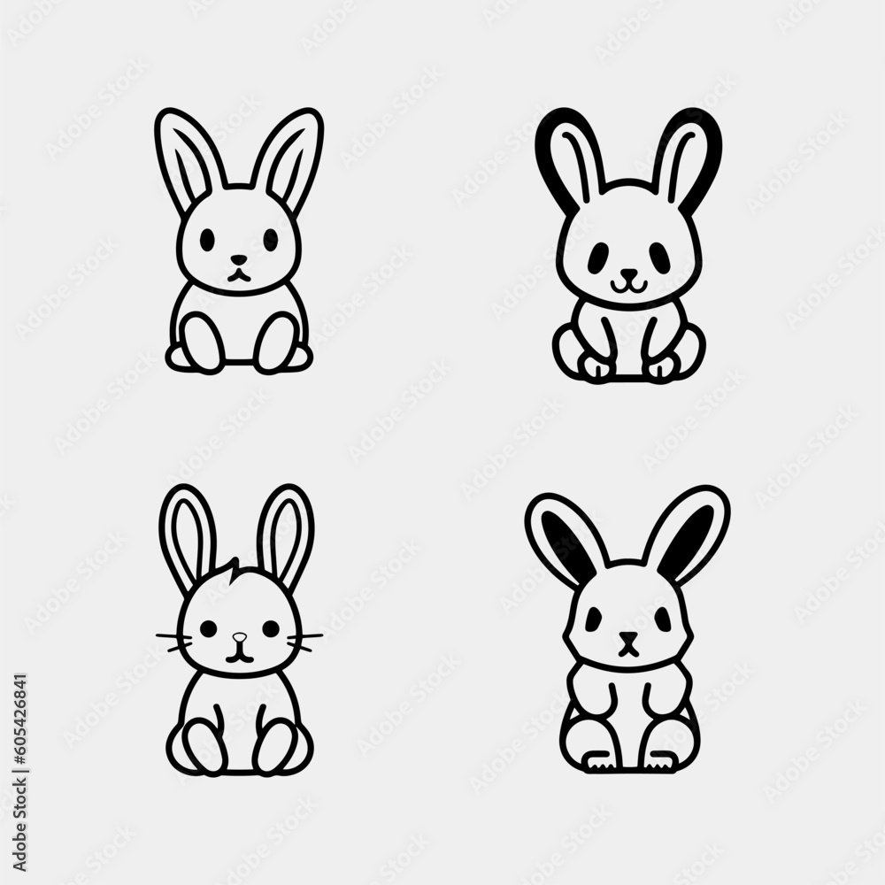 set of cute rabbit vector illustration set character design