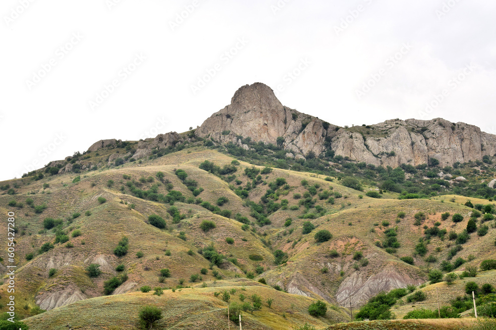 Mountain landscape. View of the valley and mountains in Crimea