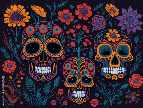 illustration day of the dead in mexico