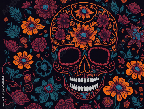 illustration day of the dead in mexico