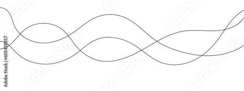 Abstract black and white wavy curved lines background. Abstract wave line vector illustration. 