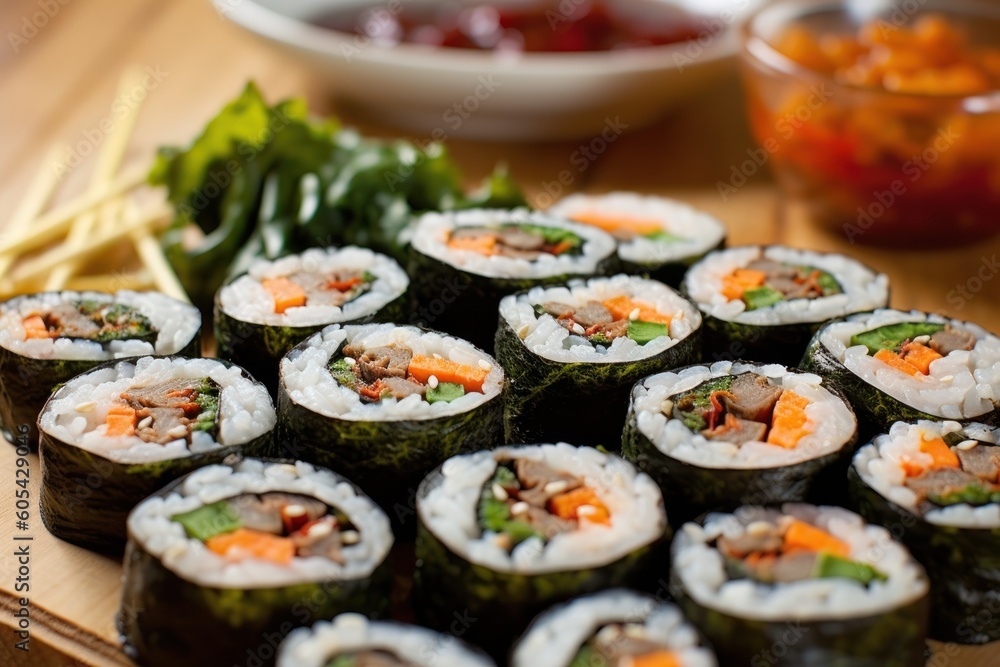 kimbap with chopsticks Kimbap or sometimes spelled gimbab Food photography kimbap with chopsticks Kimbap or sometimes spelled gimbab Food photography